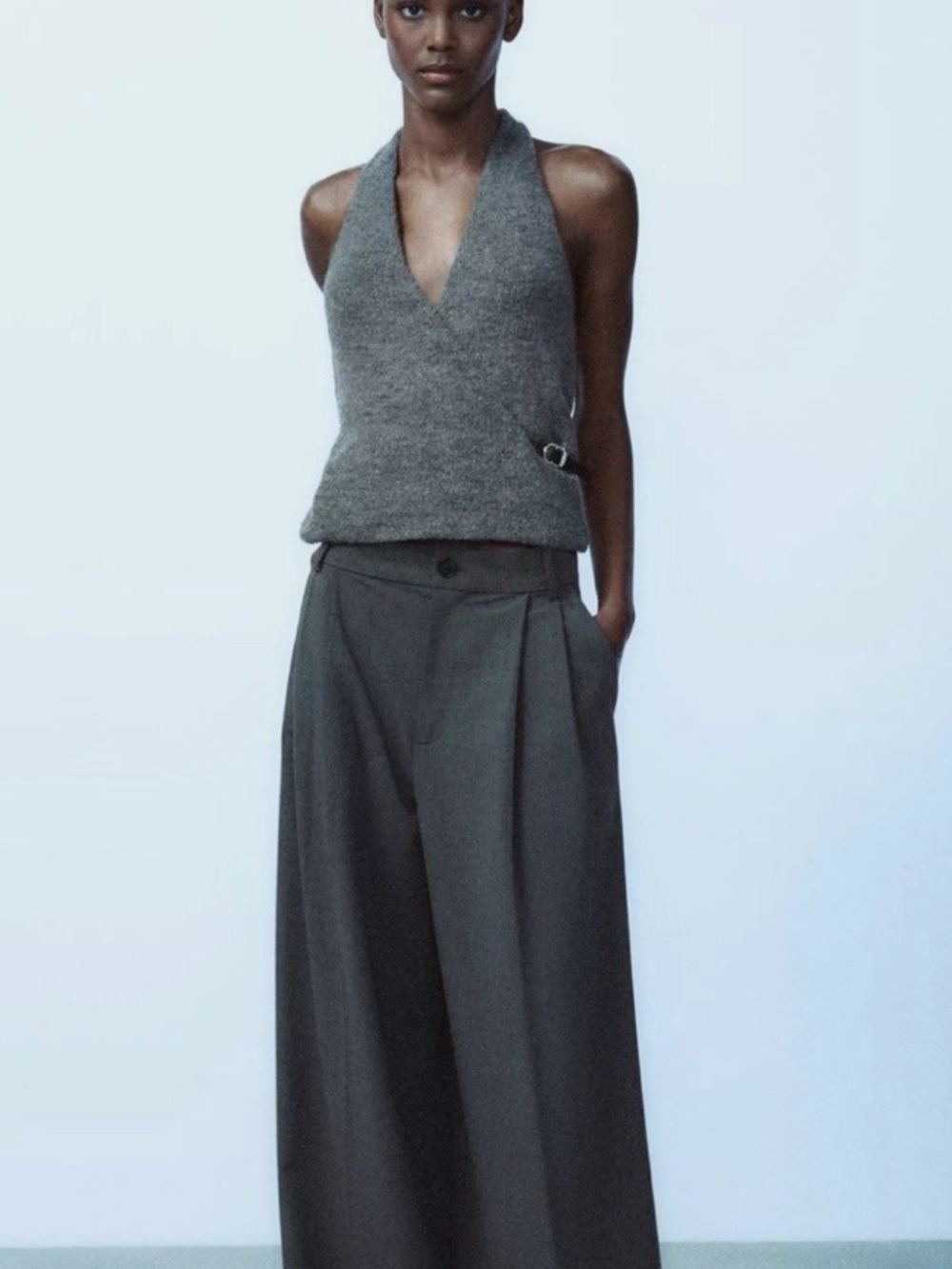 Zara Knit Belted Halter Top